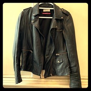 Nafnaf Genuine Leather Biker Jacket